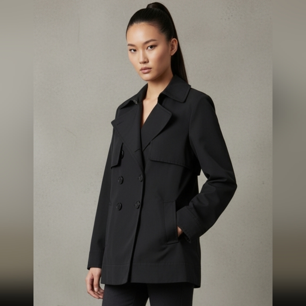 DKNY Women's Classic Black Pea Coat